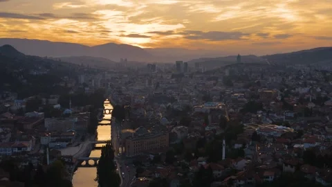 Sunset in Sarajevo Stock Footage 256646117