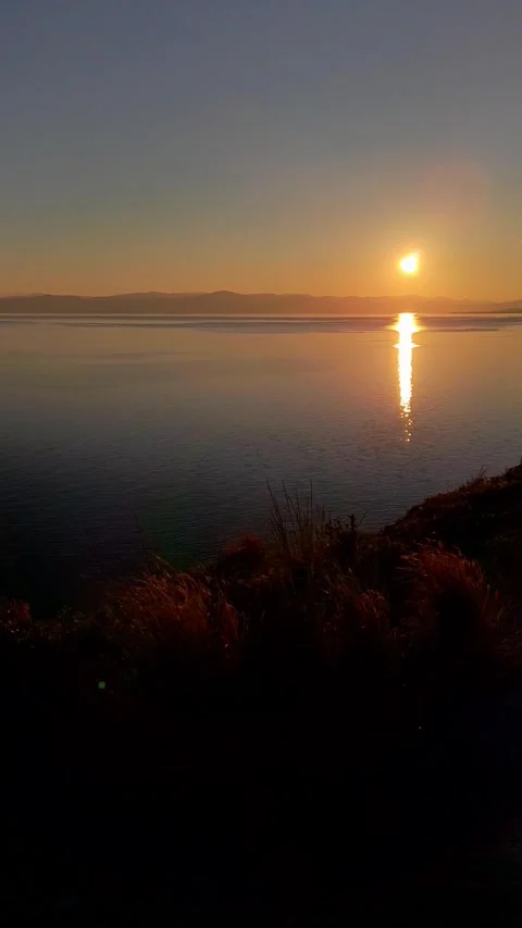 Sunset in Saronic Gulf in Greece. View from old national road Stock Footage 297179662