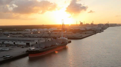 Sunset Savannah Port Stock Footage 34204324