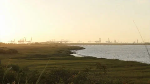 Sunset on the Savannah River Stock Footage 34204276