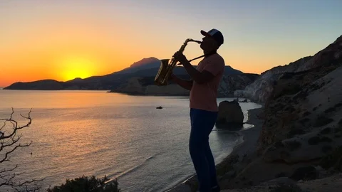 Sunset &amp; Saxophone Stock Footage 86560886