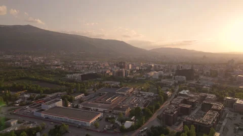 Sunset scence of Sofia, Bulgaria skyline horizon Video stock 194775648