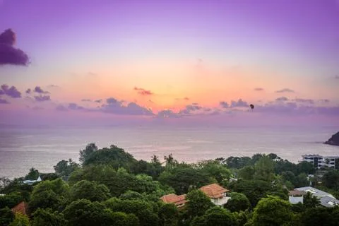Sunset scene and clouds over Kata Beach in Phuket, Thailand Stock Photos