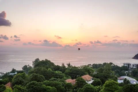 Sunset scene and clouds over Kata Beach in Phuket, Thailand Stock Photos