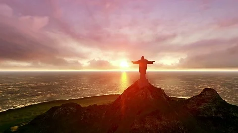 Sunset Scene  With Christ The Redeemer Video stock 71623657