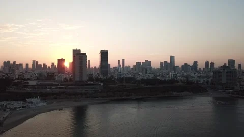 A sunset scene of city Massada Stock Footage 303827102