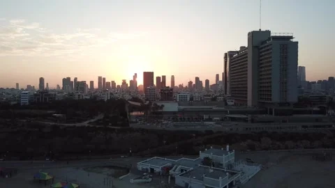 Sunset Scene of Tel Aviv Stock Footage 303827135