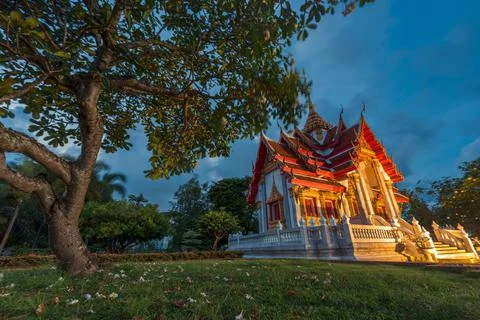 Sunset Scene of Thai Temple Stock Photos