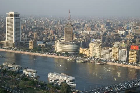 Sunset scene from the top of cairo tower in Egypt Stock Photos