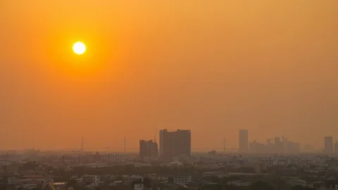 Sunset scenery of Bangkok cityscape day to night timelapse. Stock Footage