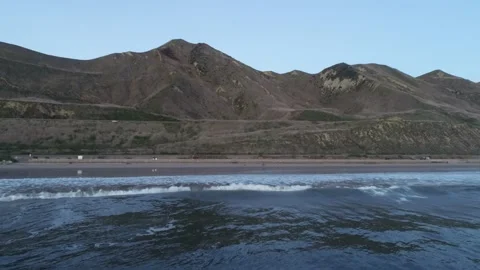 Sunset Scenic Solimar Beach Pacific Coast Highway Ventura California Drone View Stock Footage 142195161