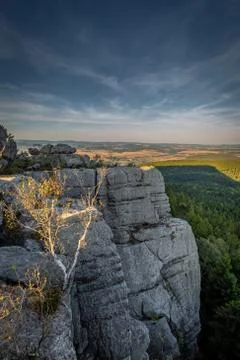 Sunset scenic view on massif of Table mountains Stock Photos