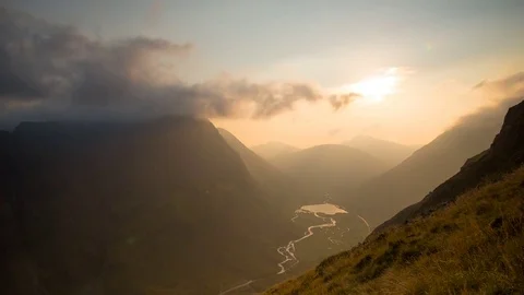Sunset in the Scottish Highlands Stock Footage 70616220