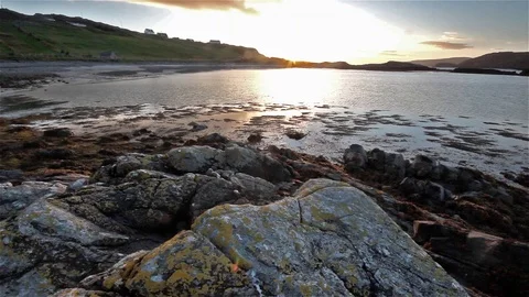 Sunset on the Scottish North West coast 2 - Scotland Stock Footage 125272016