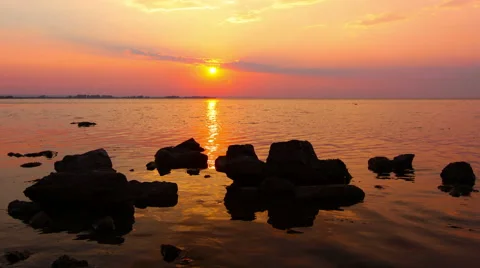 Sunset at sea. 4K. Stock Footage 53104028