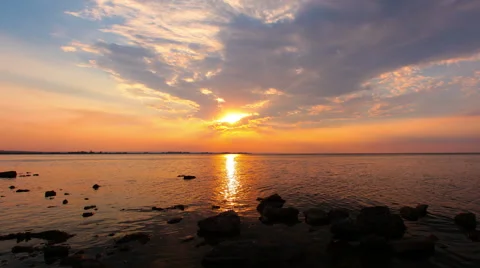 Sunset at sea. 4K. Stock Footage 53104749