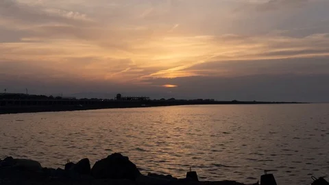 Sunset On The Sea, 4K Timelapse Stock Footage