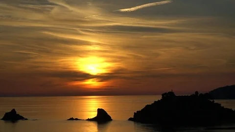 Sunset on the sea. 60x time lapse Stock Footage 82805719