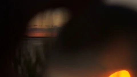 Sunset at sea. Abstraction. Refraction through the lens. Glare and bokeh Stock Footage 113997511