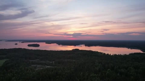 Sunset by the sea from the air Stock Footage 244700283