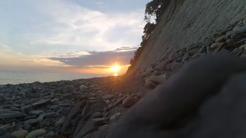 Sunset sea and rocks Stock Footage 130859392