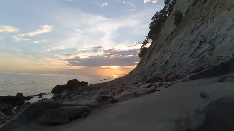 Sunset sea and rocks Stock Footage 130859562