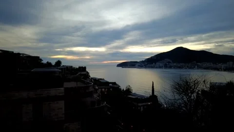 Sunset in the sea bay. Budva. Stock Footage 230461240