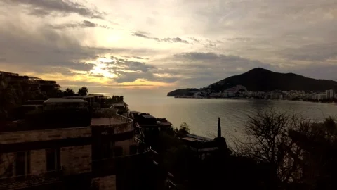 Sunset in the sea bay. Budva. Stock Footage 230461284