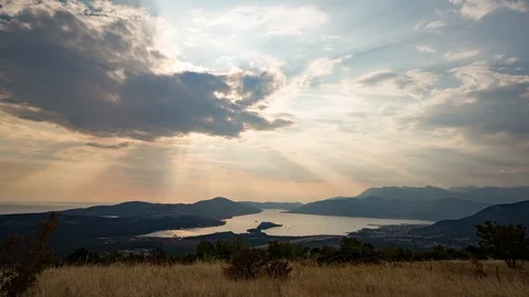 Sunset in the sea bay Stock Footage 93847616