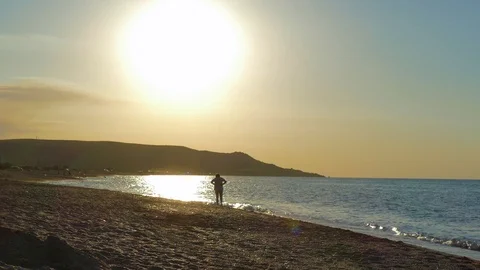 Sunset on the sea beach Video stock 113131594
