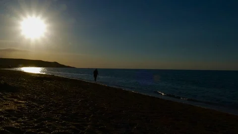 Sunset on the sea beach Stock Footage 113131865