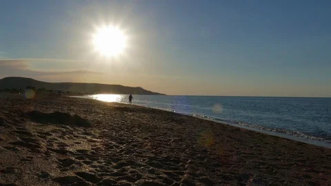 Sunset on the sea beach Video stock 113132062