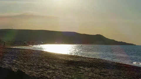 Sunset on the sea beach Video stock 113132445