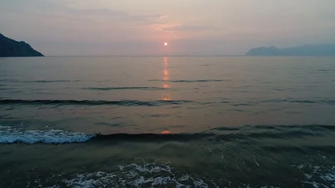 Sunset sea the beach Stock Footage