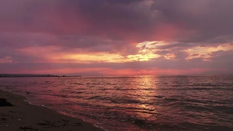 Sunset at the sea beach, Greece Video stock 94592566