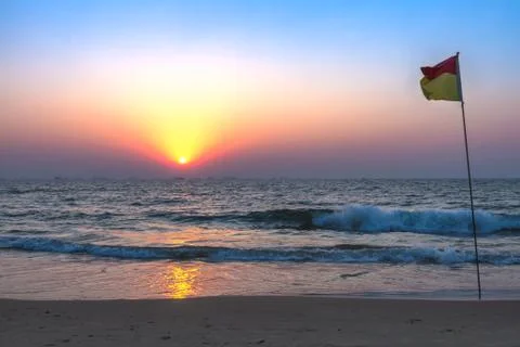 Sunset at sea beach Stock Photos