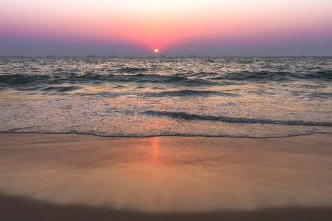 Sunset at sea beach Stock Photos