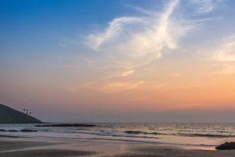 Sunset at sea beach Stock Photos