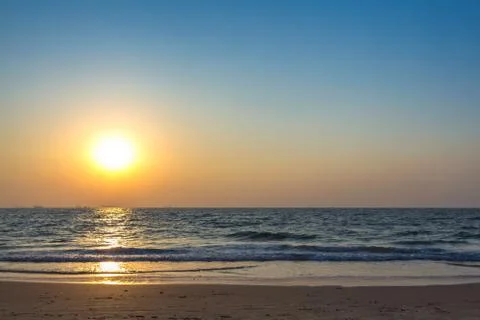 Sunset at sea beach Stock Photos