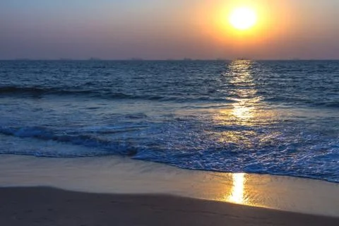 Sunset at sea beach Stock-Fotos