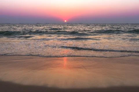 Sunset at sea beach Stock Photos