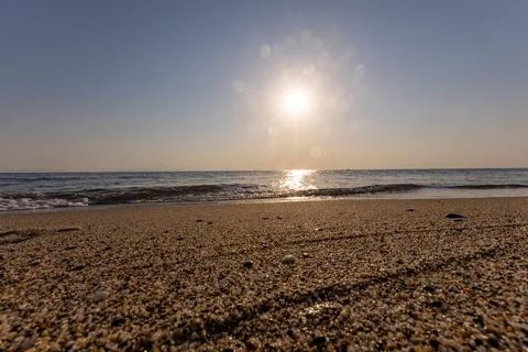 A sunset on the sea beach 스톡 사진
