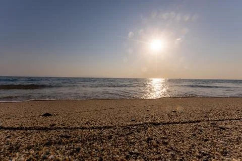 A sunset on the sea beach 스톡 사진
