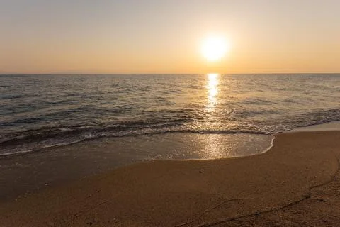 A sunset on the sea beach 스톡 사진