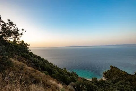 A sunset on the sea beach 스톡 사진