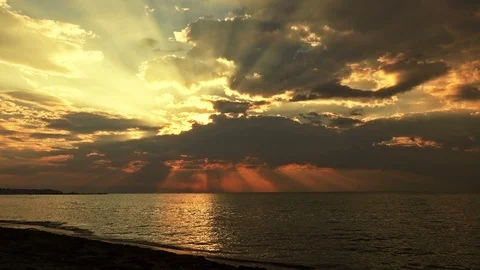 Sunset at the sea beach, time lapse,  Greece Stock Footage 94747018