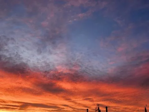 Sunset sea blue red sky Stock Photos