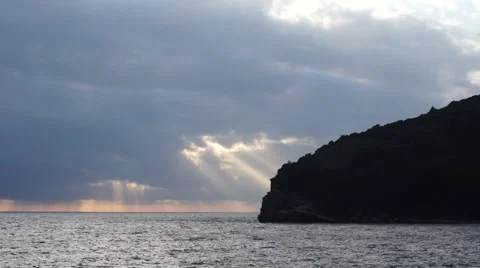 Sunset at sea with clouds Stock Footage 45842253