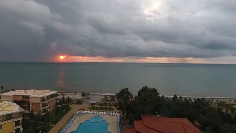 Sunset on the sea from the clouds Video stock 129252192