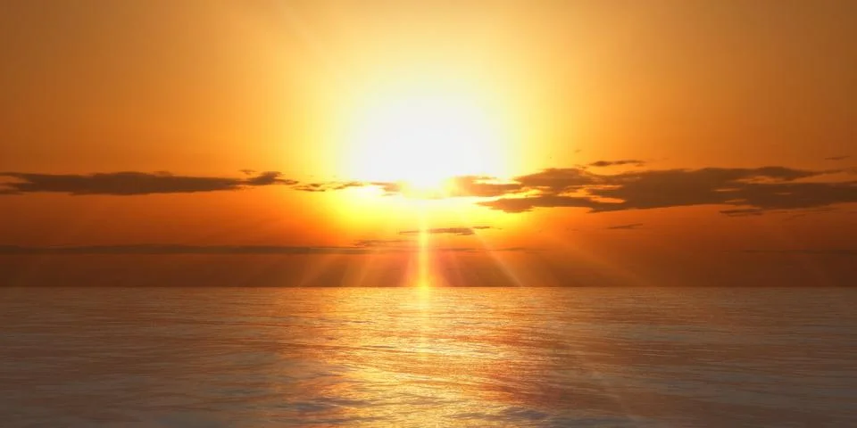 Sunset in sea clouds Stock Illustration